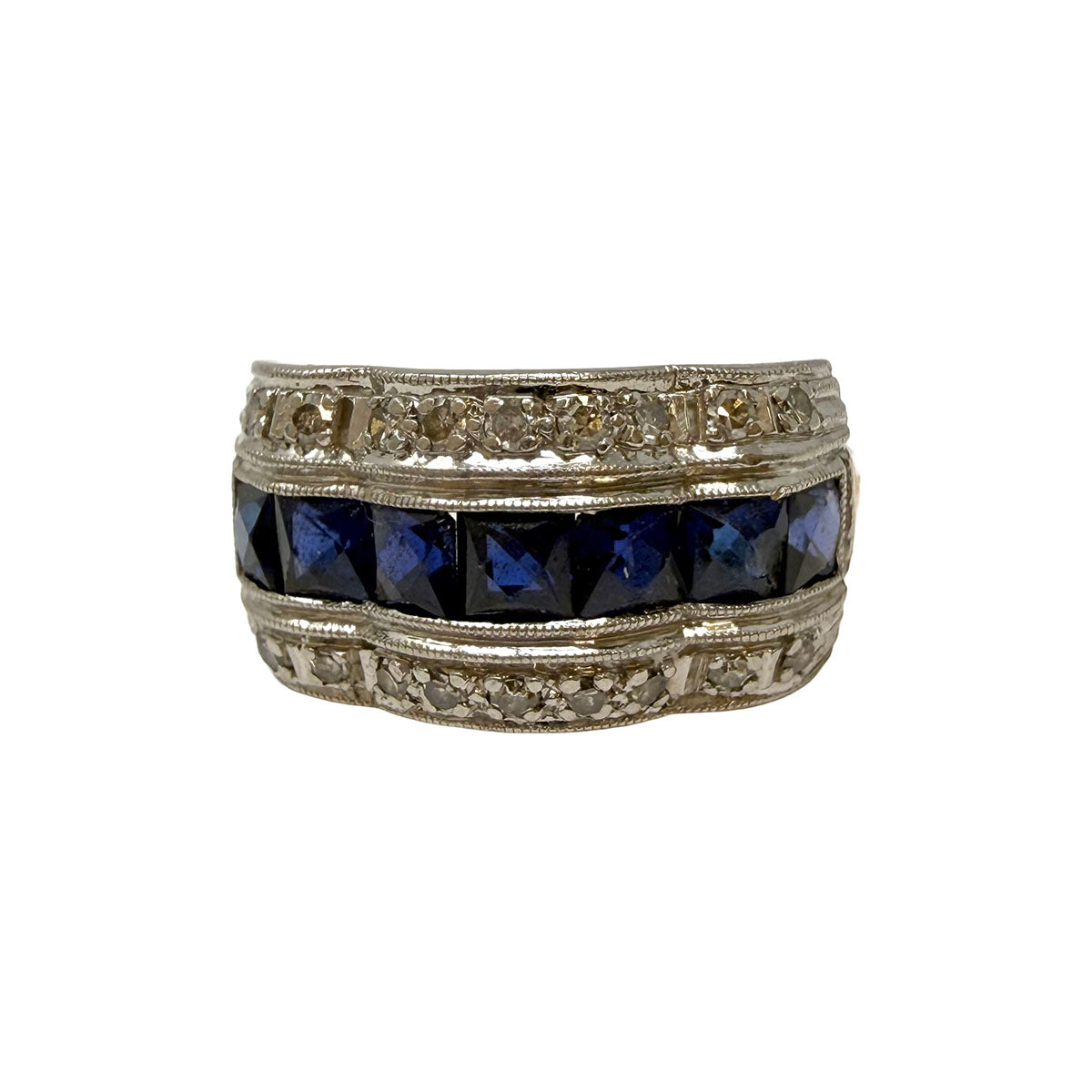 Vintage 14K Gold Ring with Sapphire and Diamonds