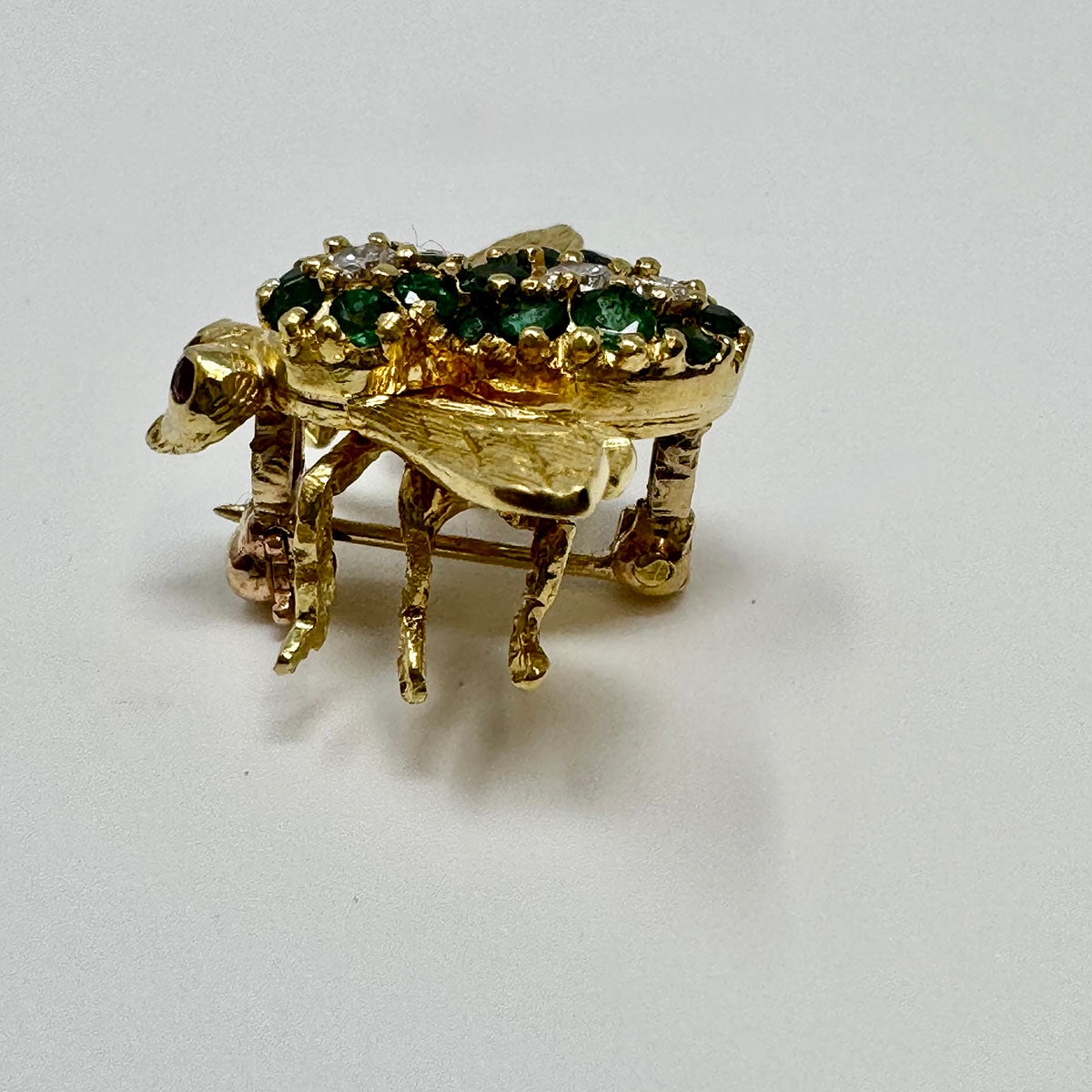 Rosenthal 18K Gold "Bee" Pin with Diamonds, Rubys and Emeralds