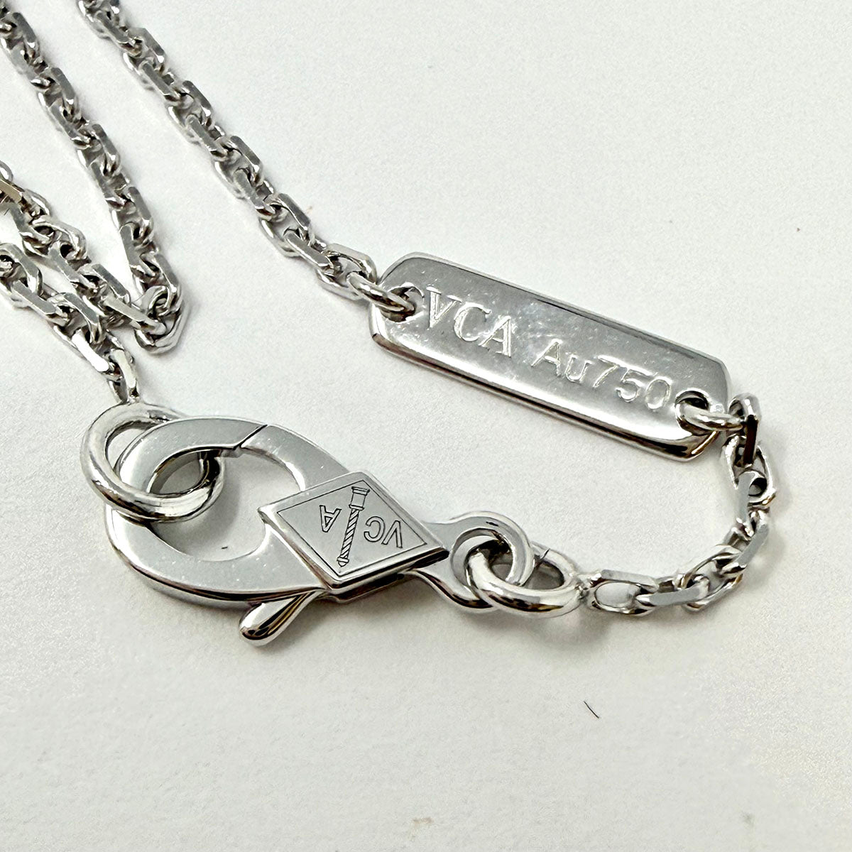 Van Cleef & Arpels 18K White Gold  Alhambra 16.5" Pendant Necklace