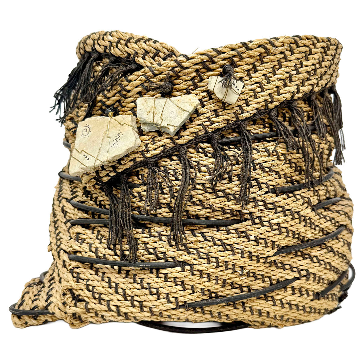 Loomwoven Seagrass Basket adorned with Sandstone