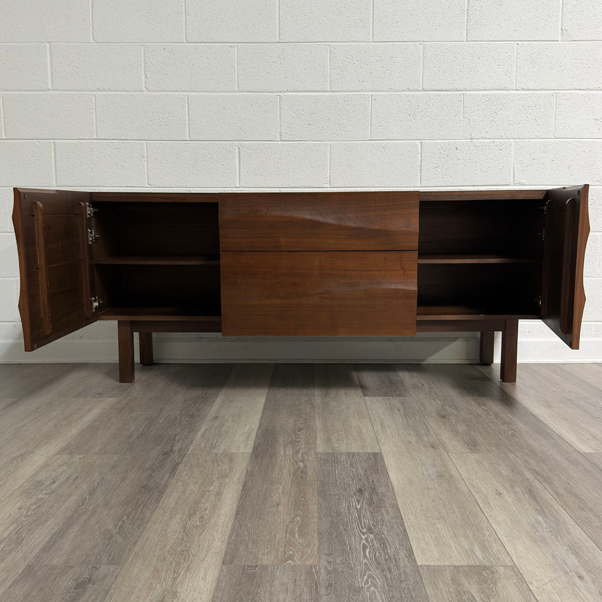 Carved Dresser with Drawers and Cabinets