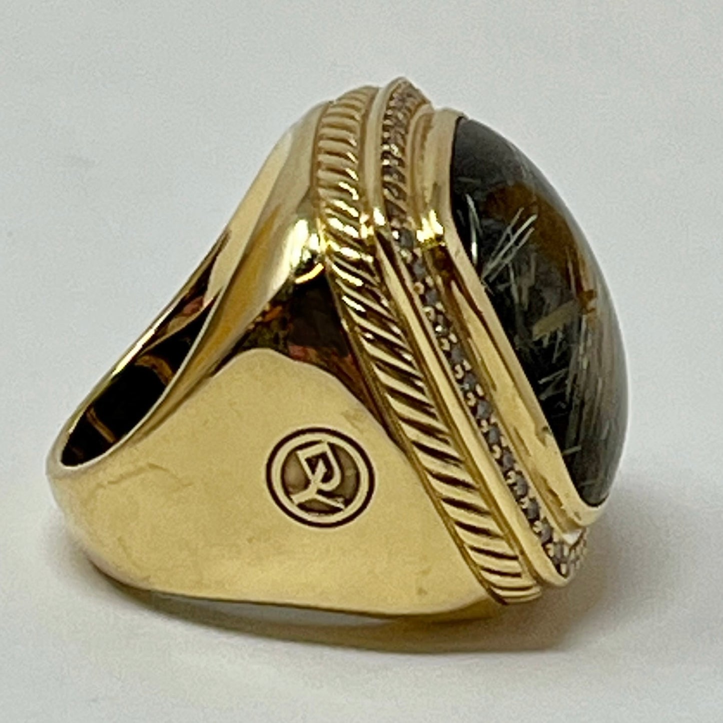David Yurman 18K Gold Albion Ring with Mexican Opal and Diamond