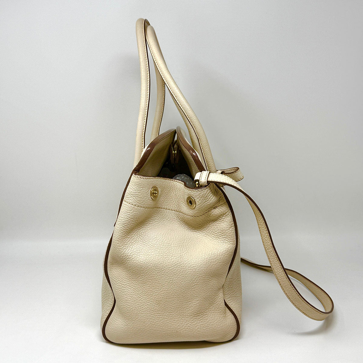 Prada Vitello Daino Pebbled Leather Frame Satchel