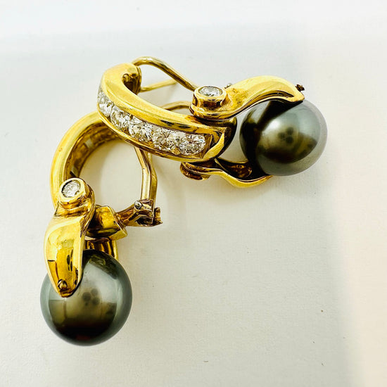 Susan Berman 18K Gold Earrings with Tahitian Pearl