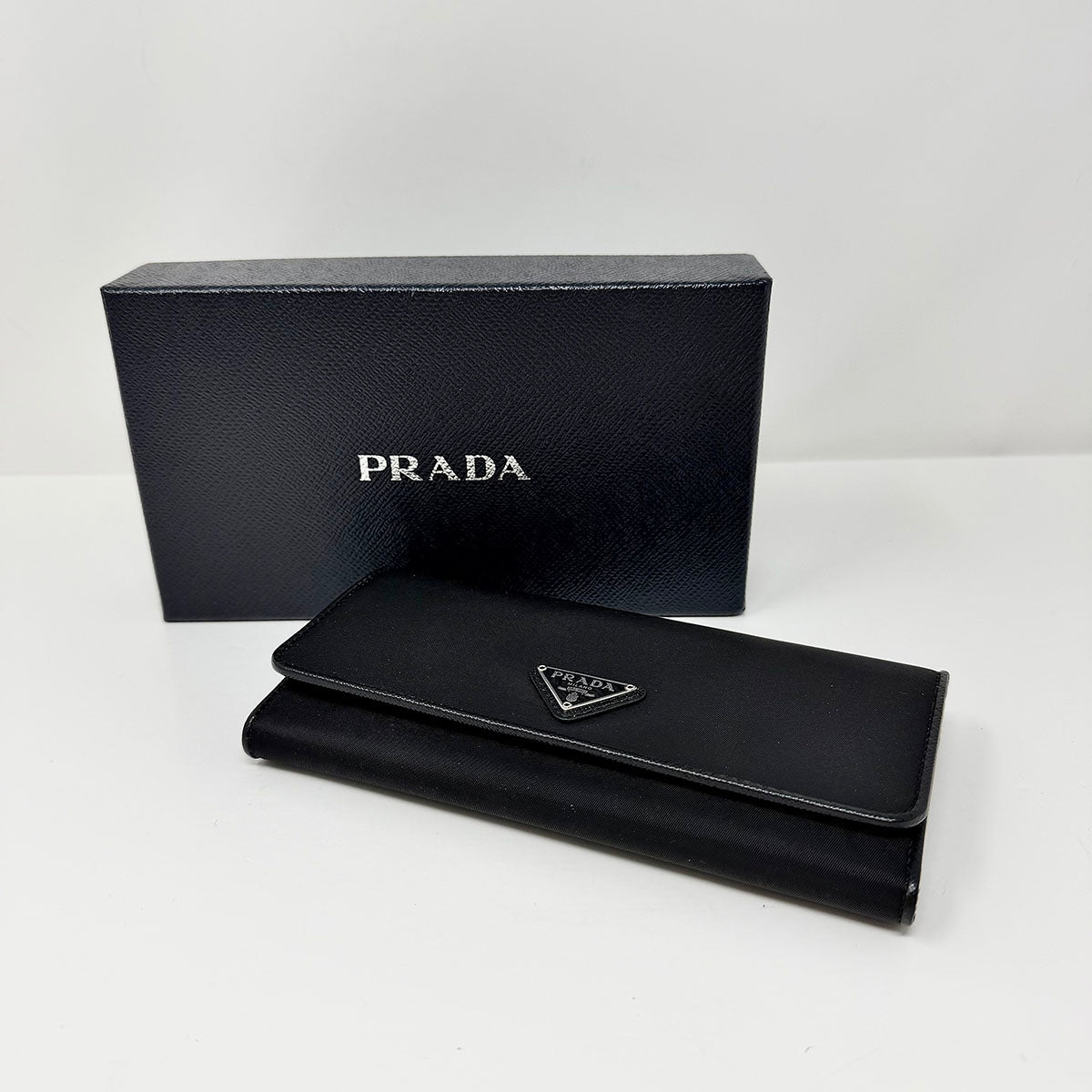 Prada Long Nylon and Leather Trimmed Wallet