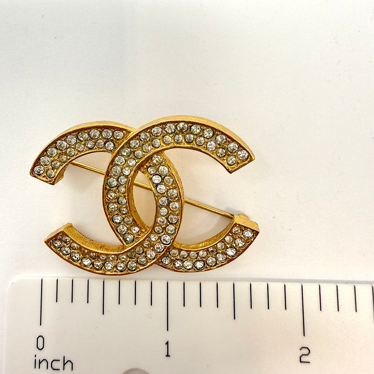 Chanel Interlocking CC Pin with Crystal
