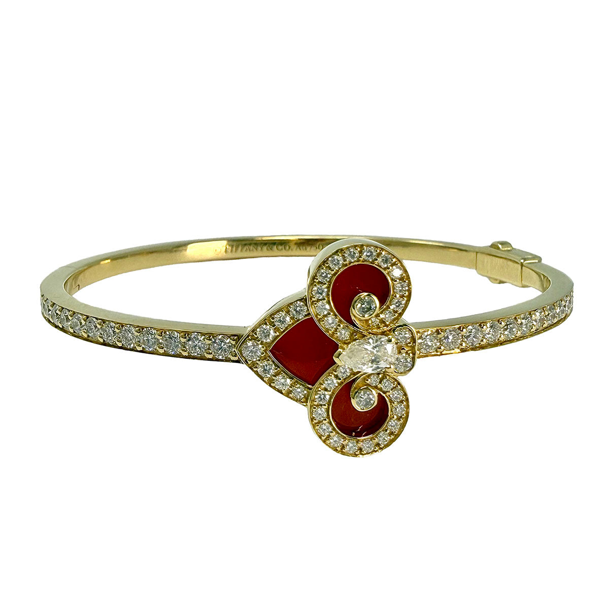 Tiffany & Co. Fleur-de-Lis Diamond and Carnelian Hinged Bracelet
