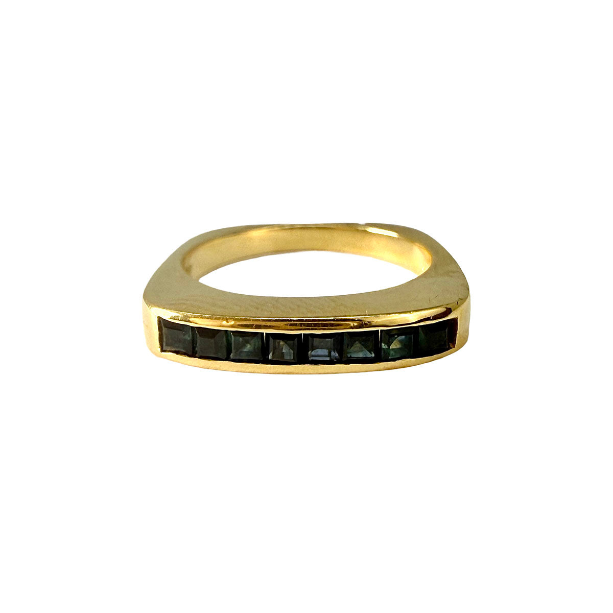 Valenza 18K Gold Guard Ring with 8 Square Faceted Sapphires (0.80ct)