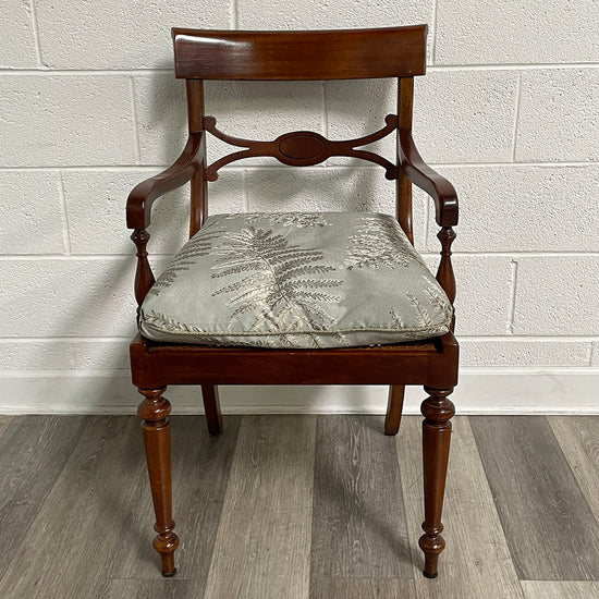 Pair Of Wood Arm Chairs With Cushion