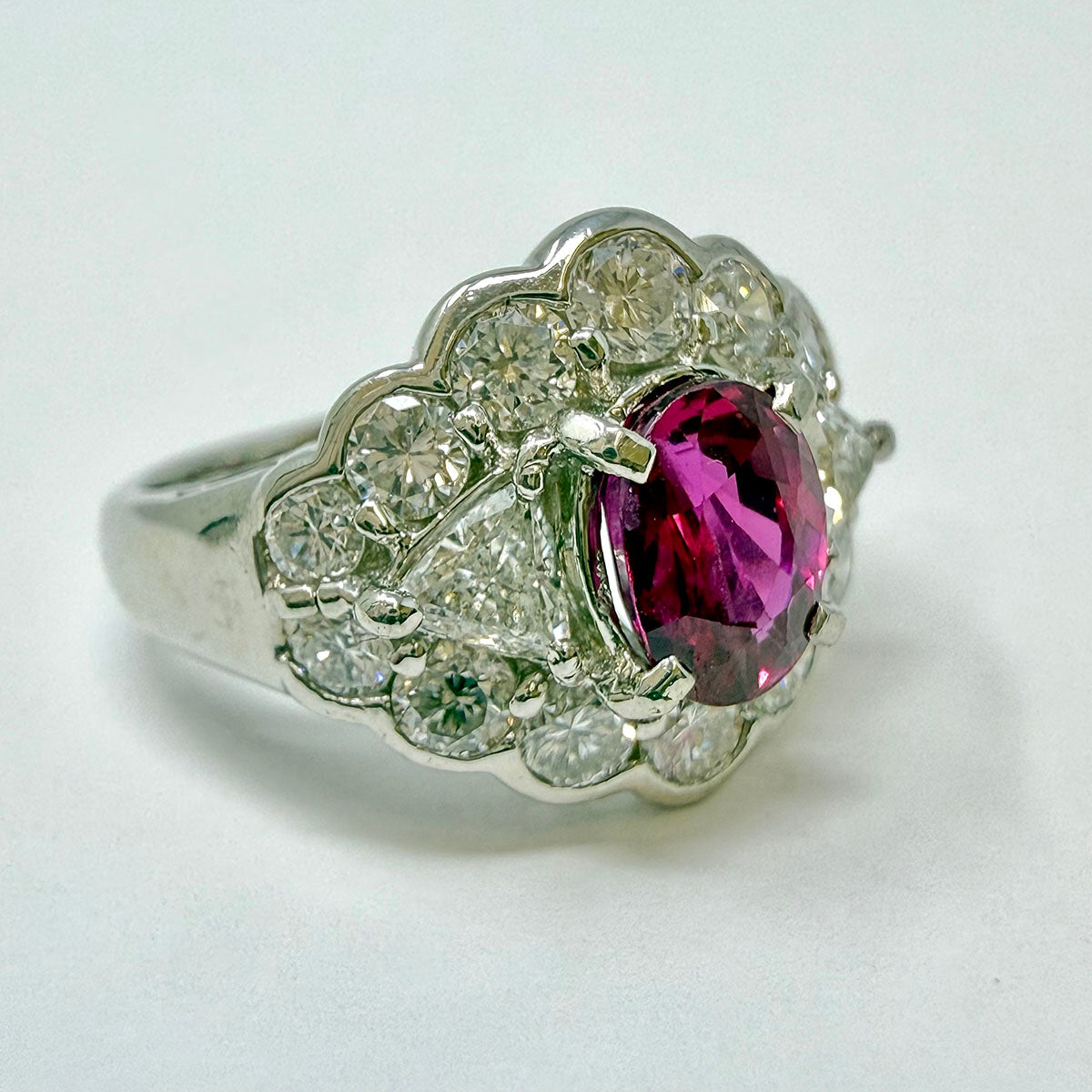 Platinum Ruby and Diamond Ring