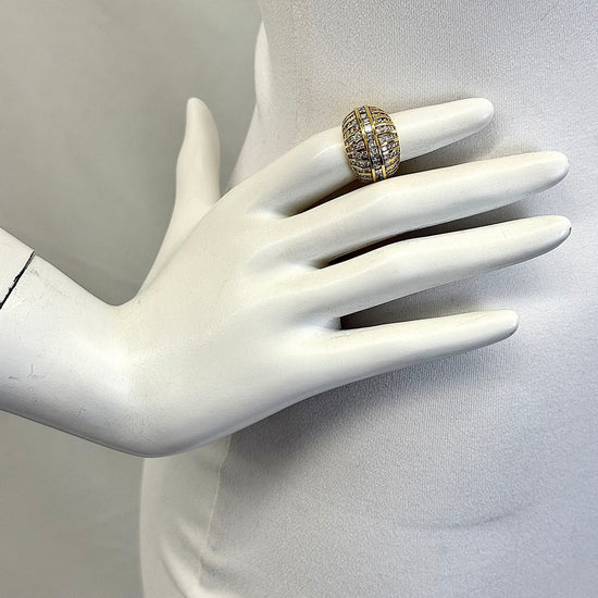 18K Gold Ring with 100 Round and 19 Square Diamonds