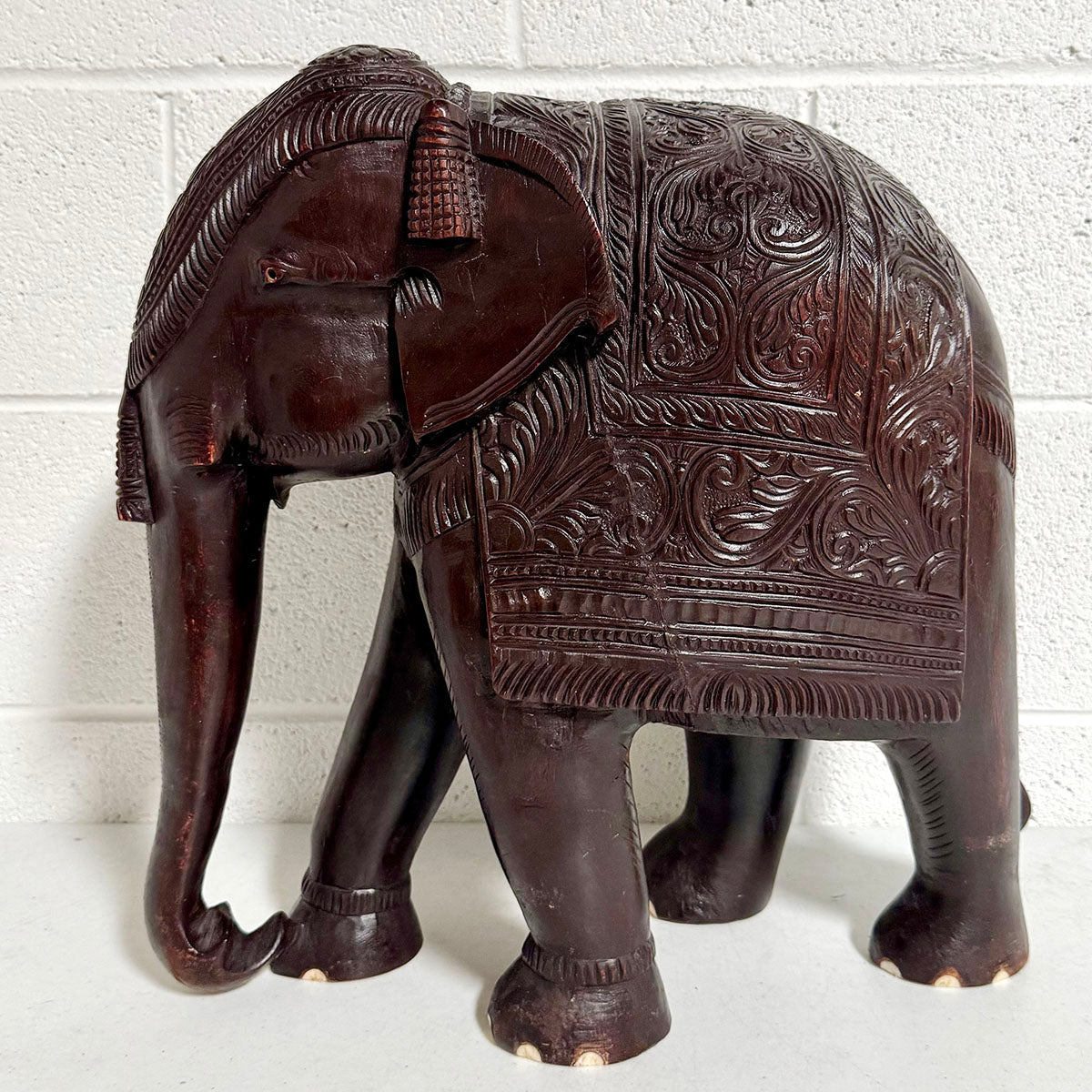 Large Carved Wood Elephant (Eyes, Tusks and Nails missing)