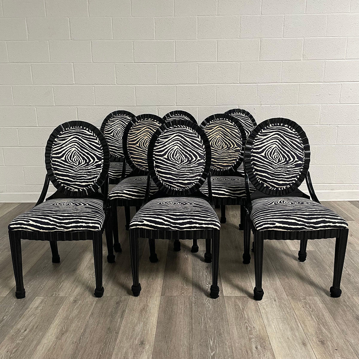 Set Of 8 Zebra Dining Chairs
