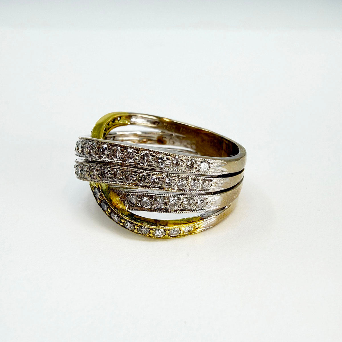 Simon G 18K Gold Diamond Crossover Ring