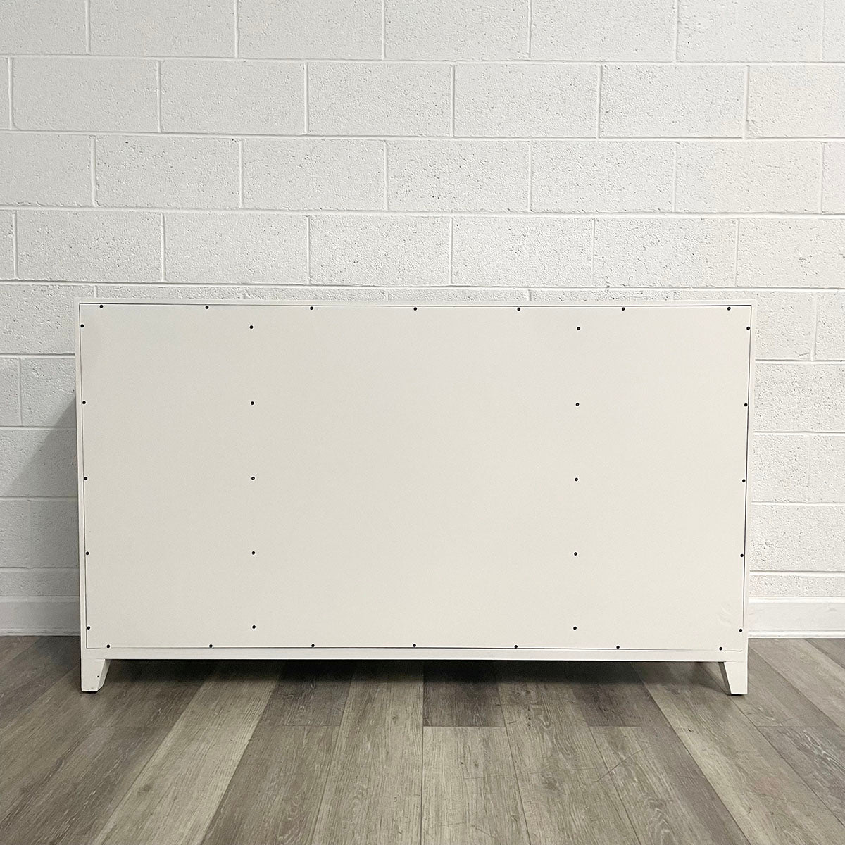 White Wood Sideboard with Raw Silk Panels