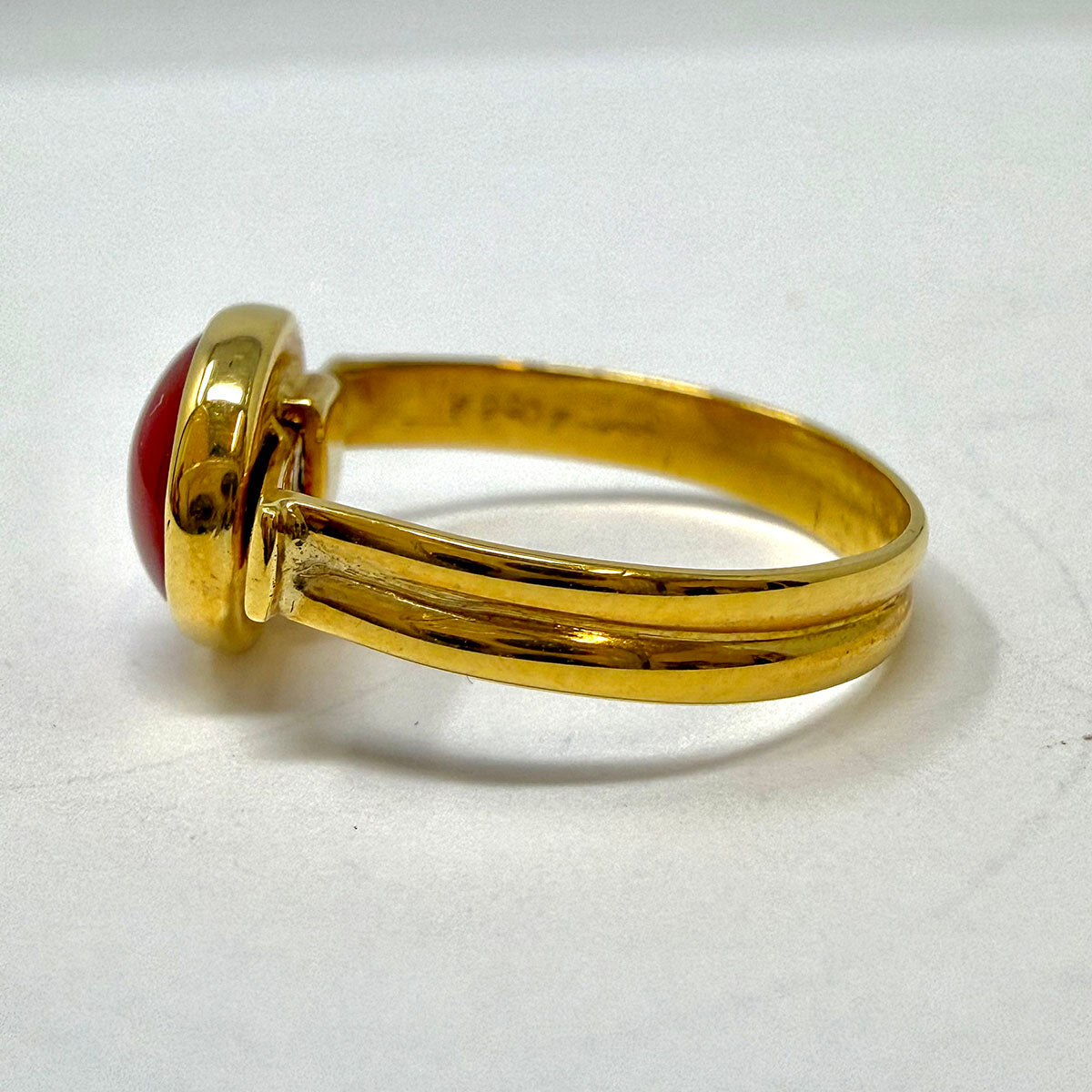 Susan Berman 18K Gold Ring with Oval Cabochon Coral