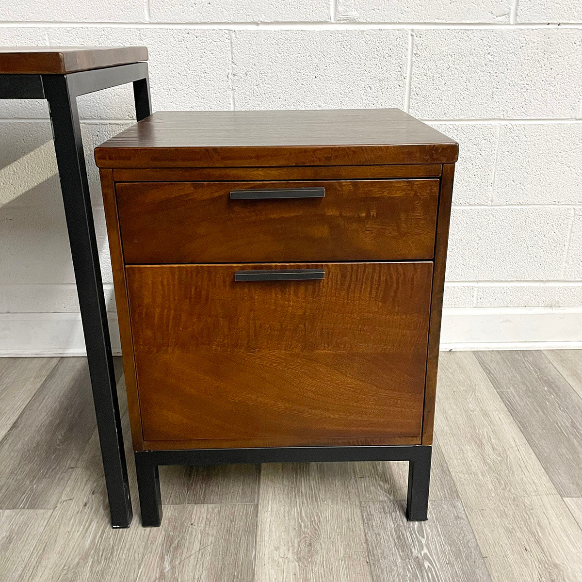 Arhaus Wood Desk with Two Matching 2-Drawer File Cabinets