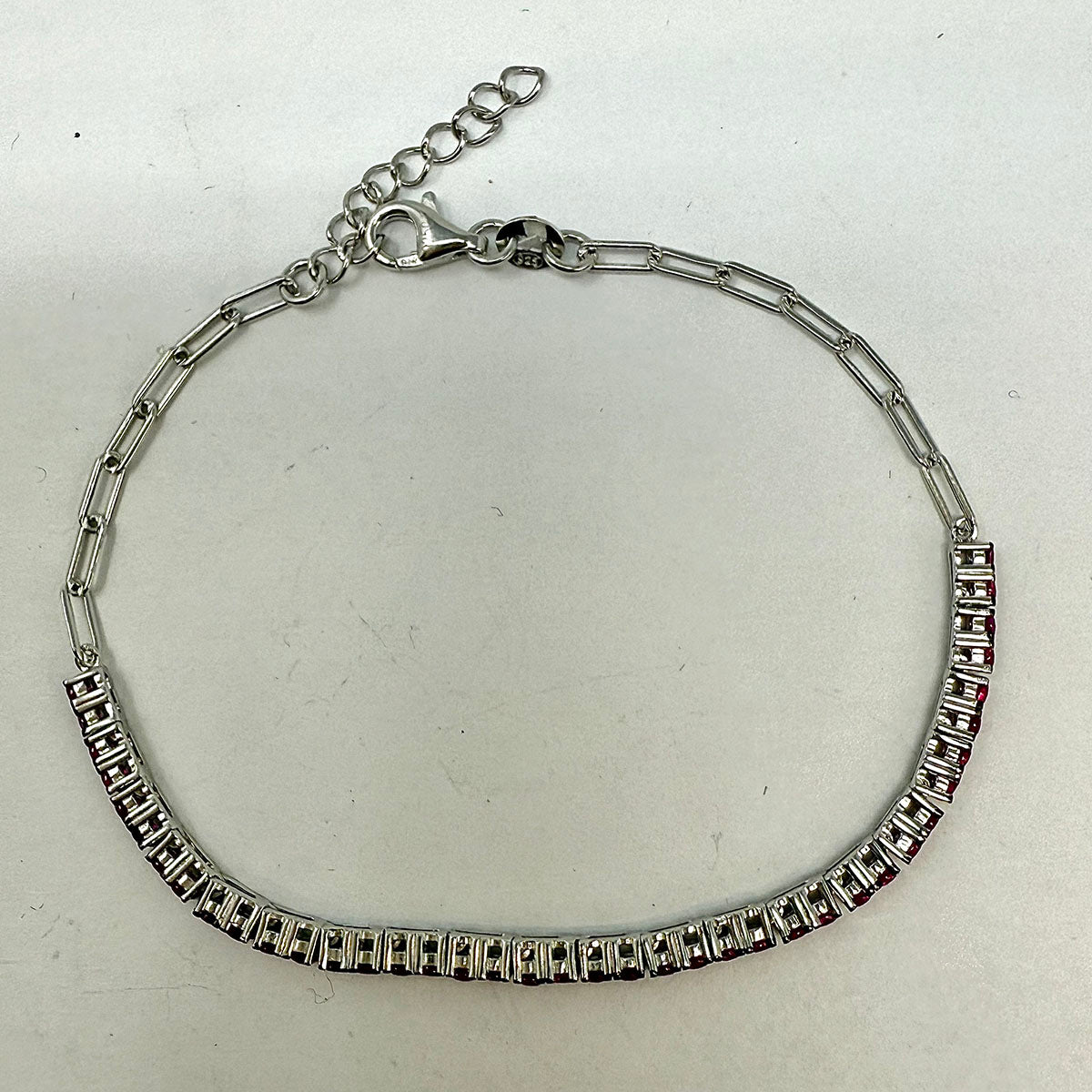 Sterling Silver Bracelet with Pink CZ
