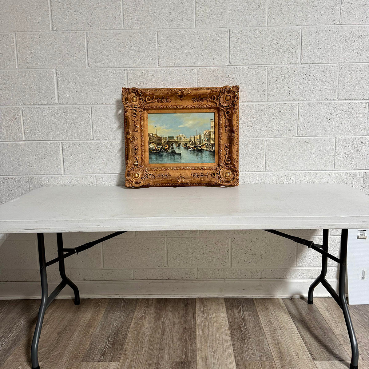 Framed Landscape Painting "Rialto Bridge in Venice"