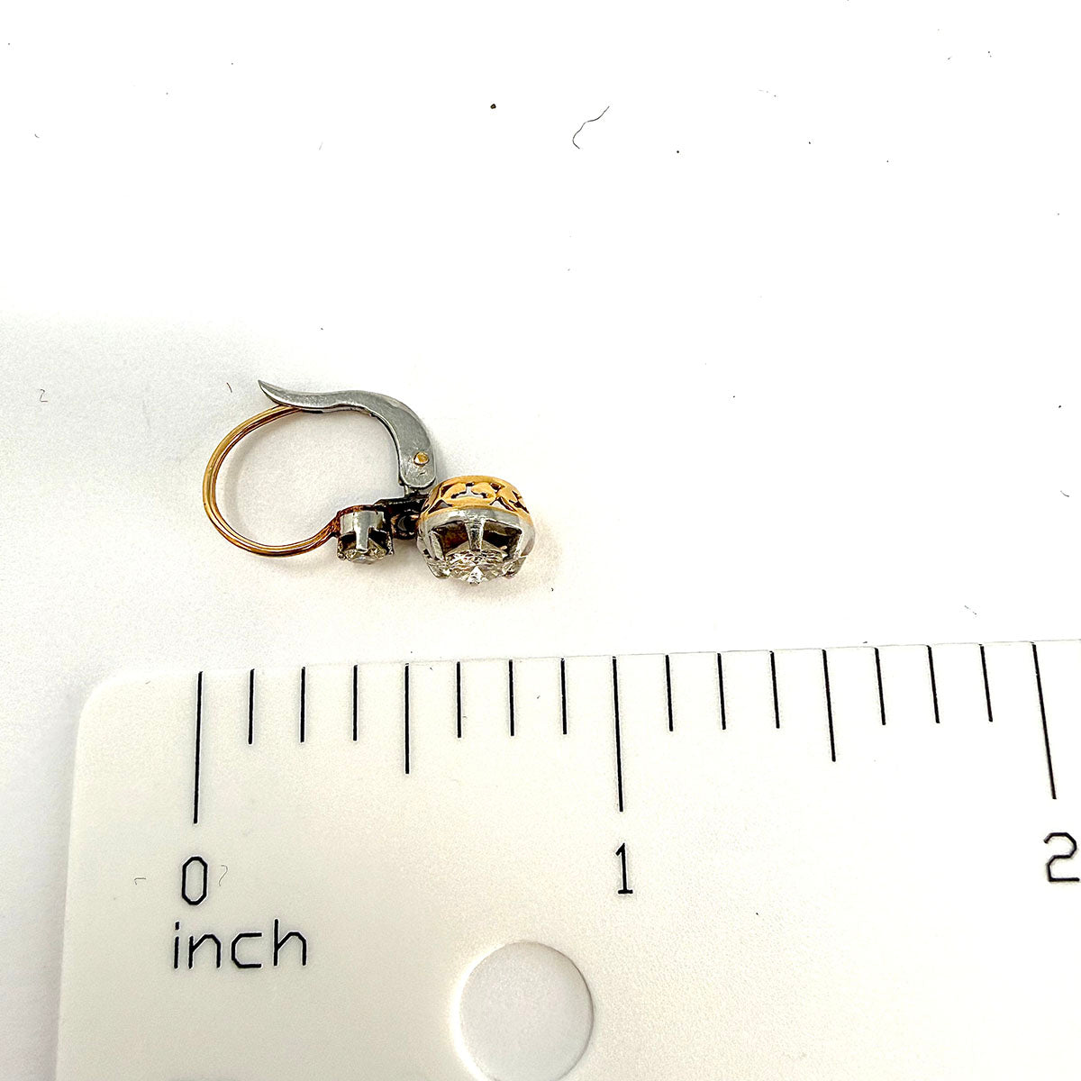 18K Rose and Silver Drop Earrings with 4 Diamonds