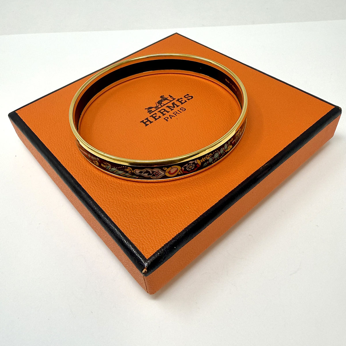 Hermes Narrow Enamel Bangle Bracelet