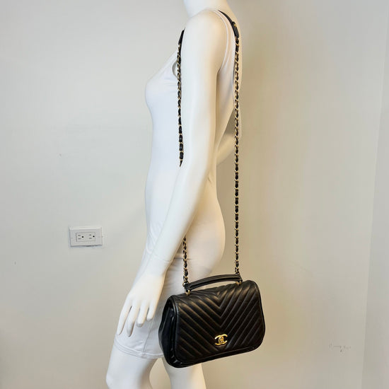 Chanel Reverse Chevron  Top Handle Bag