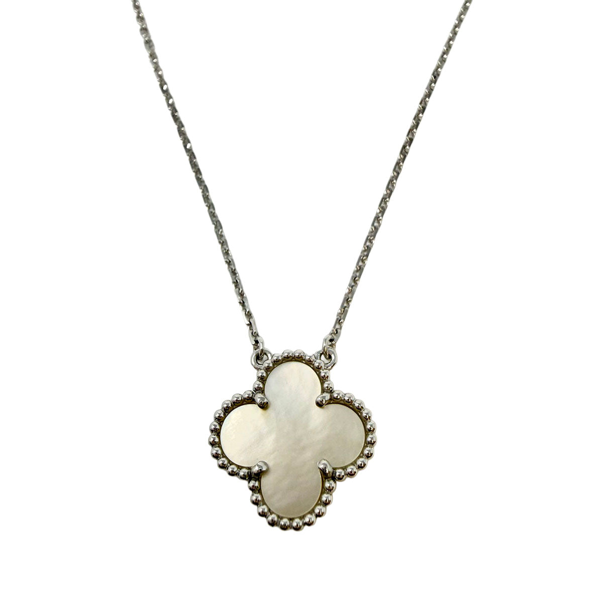 Van Cleef & Arpels 18K White Gold  Alhambra 16.5" Pendant Necklace