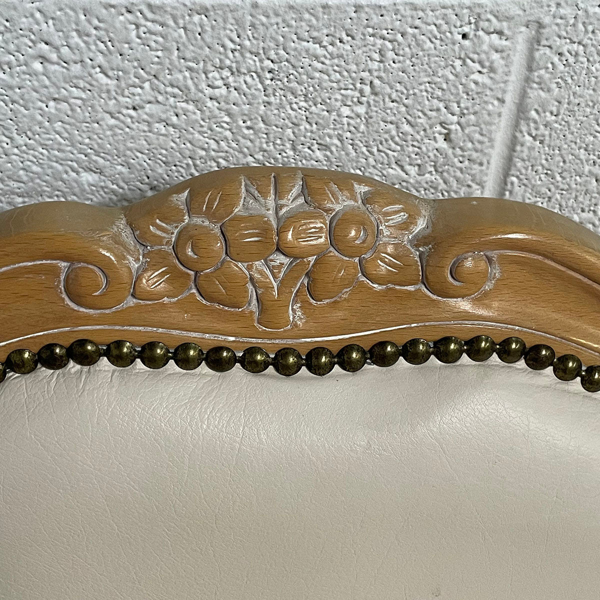 Pair of French-Style Leather Chairs With Nail Head Accents