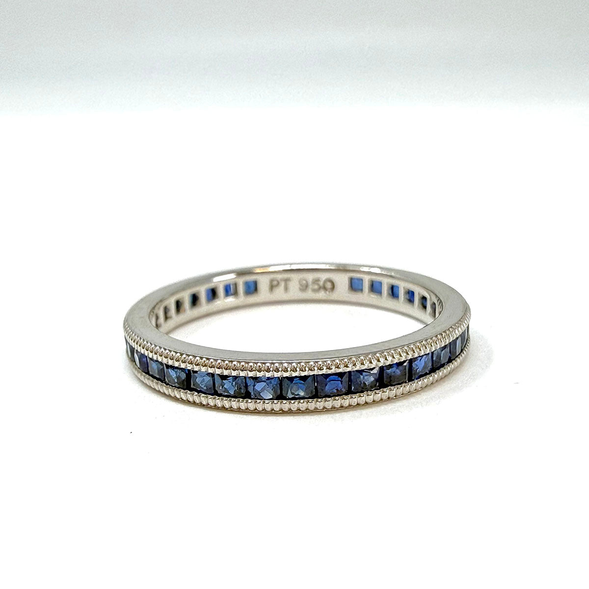 Platinum Ring with 36 Square Faceted Sapphires