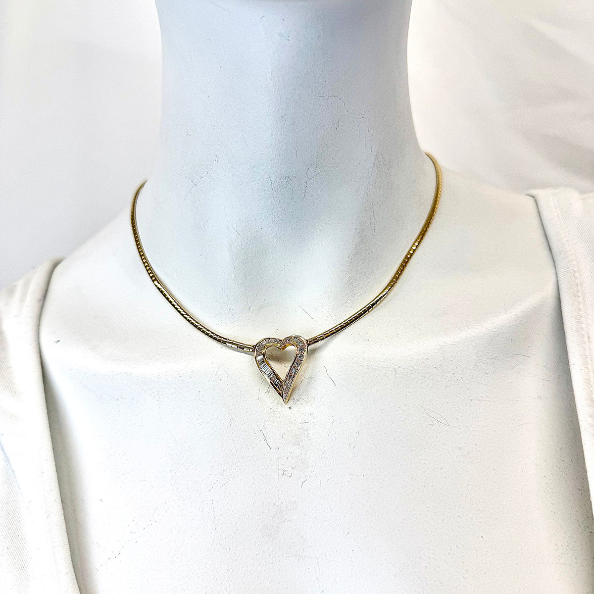 14K Gold Necklace Diamond Heart Necklace