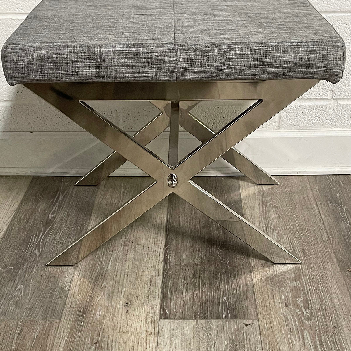 Upholstered Bench with Chrome Base
