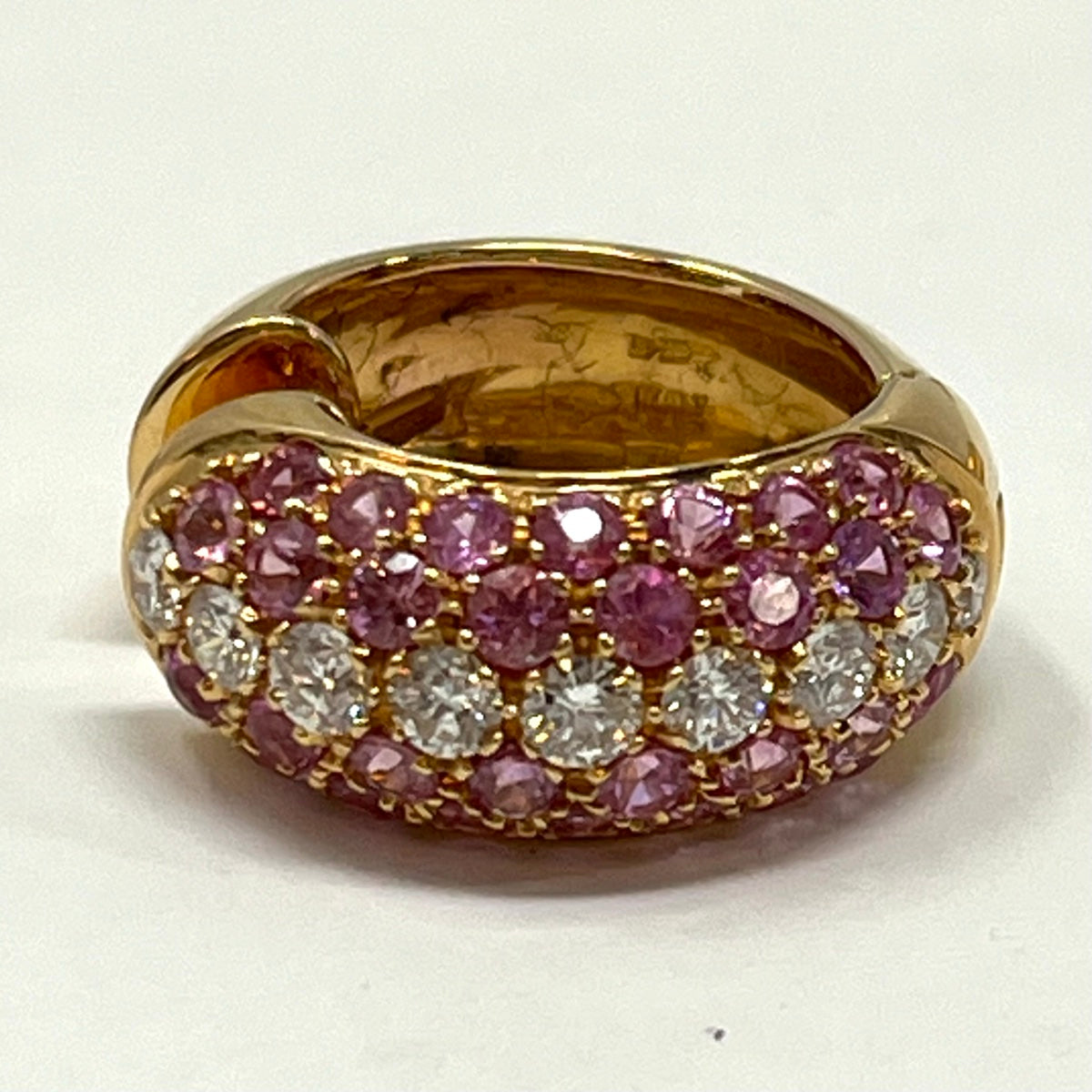 Dankner 18K Rose Gold Huggie Earrings with Pink Sapphires and Diamonds