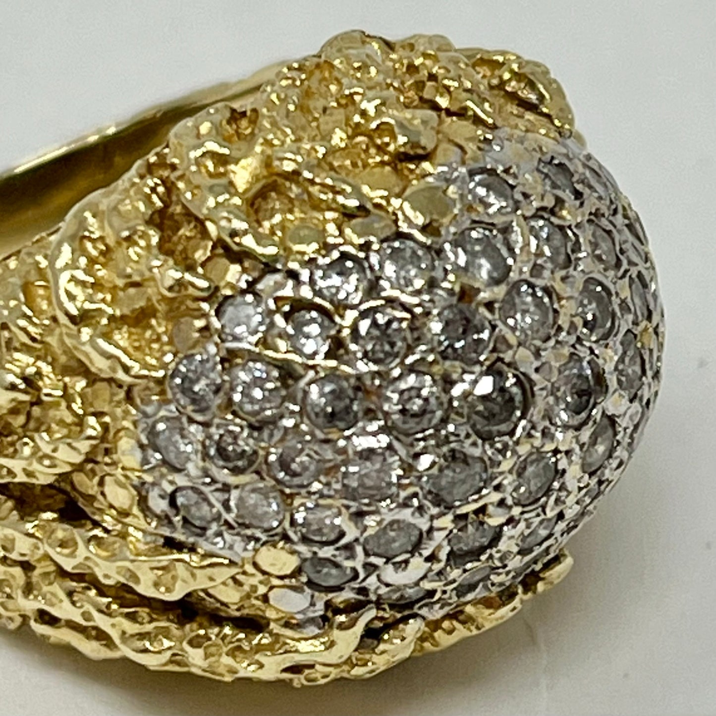 18K Gold Diamond Dome Ring