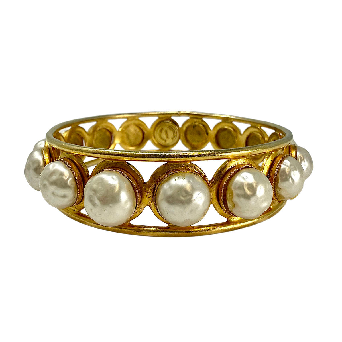 Dominique Aurientis Gold-tone Bangle with Faux Pearl