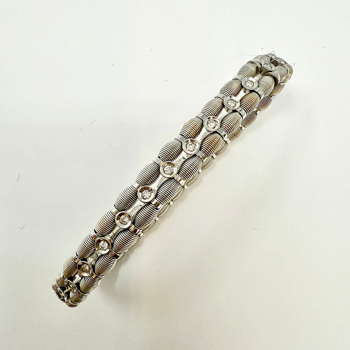 Jarrieterre 18K White Gold and Stainless Steel Flexible Diamond Bracelet