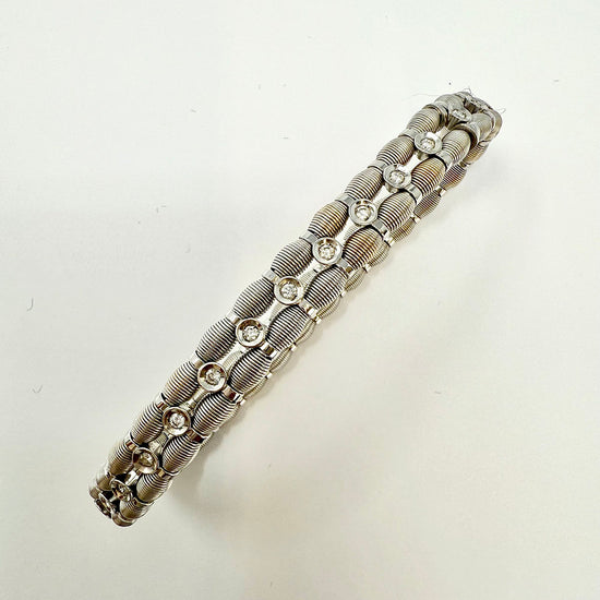 Jarrieterre 18K White Gold and Stainless Steel Flexible Diamond Bracelet