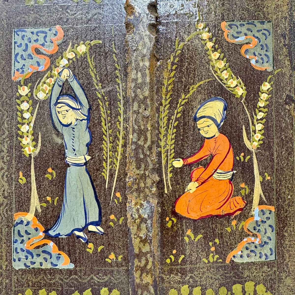Mosaic Wood Painting Wall Mirror Cabinet