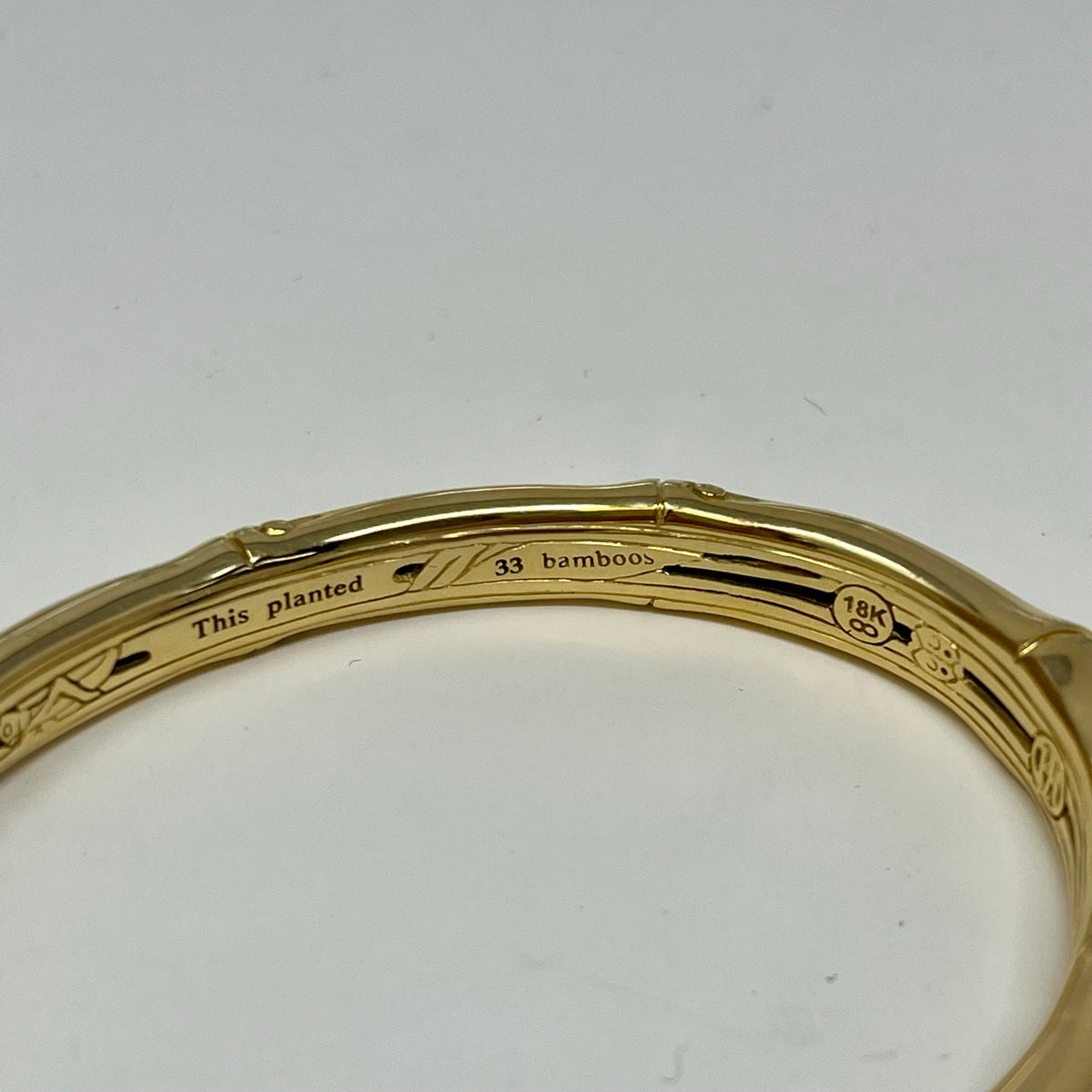 John Hardy 18K Gold Bamboo Cuff Bracelet with Diamond Caps