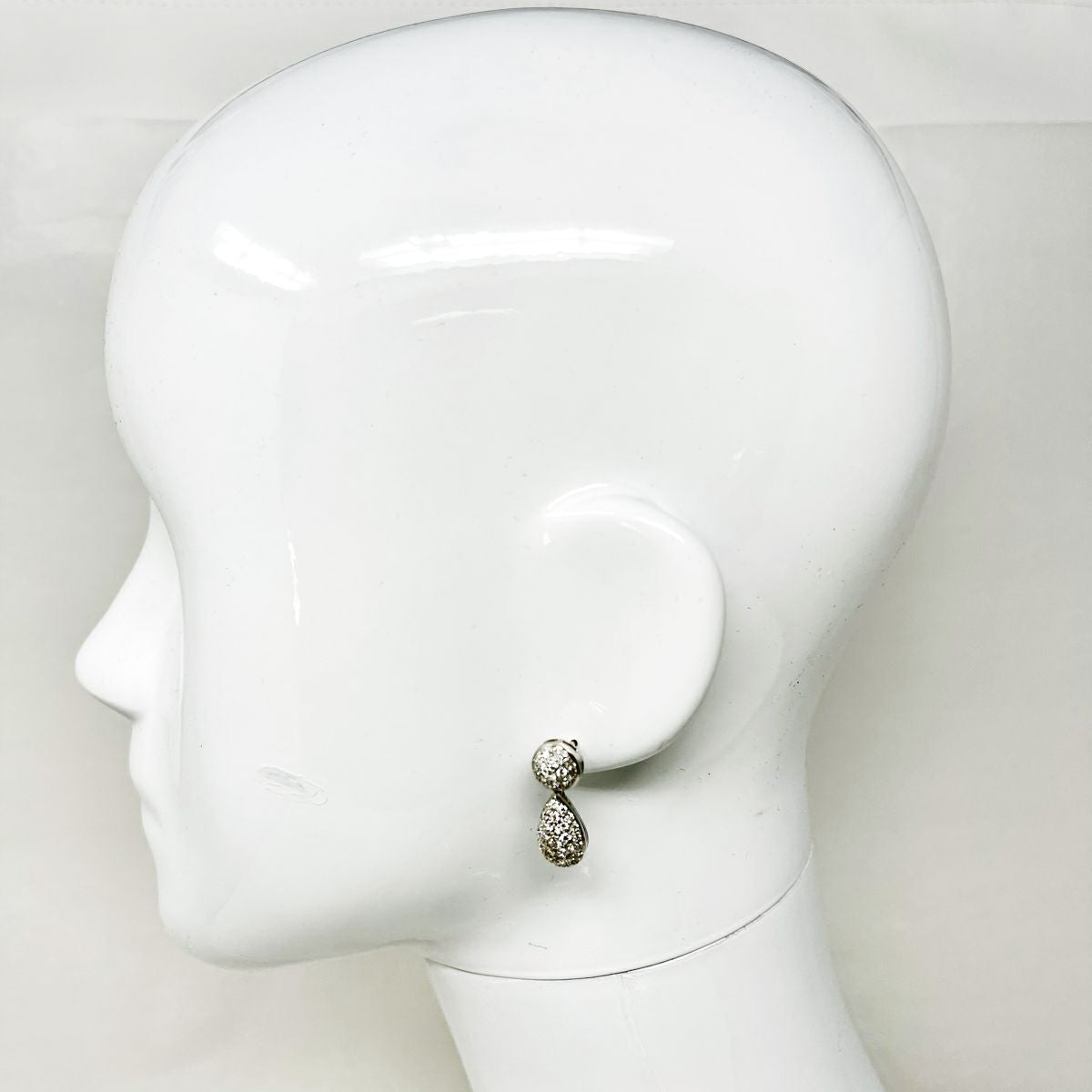 Hasbani 18K White Gold Diamond Drop Earrings