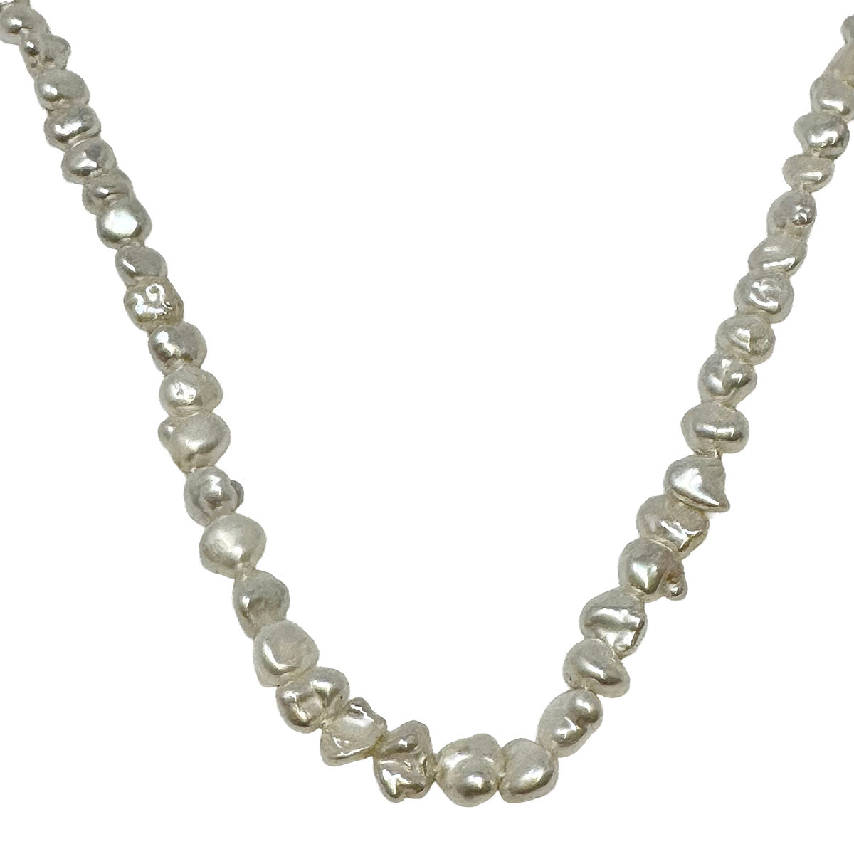 Biwa Cultured Pearl Necklace with 14K Gold Ball Clasp