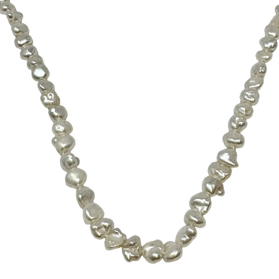 Biwa Cultured Pearl Necklace with 14K Gold Ball Clasp