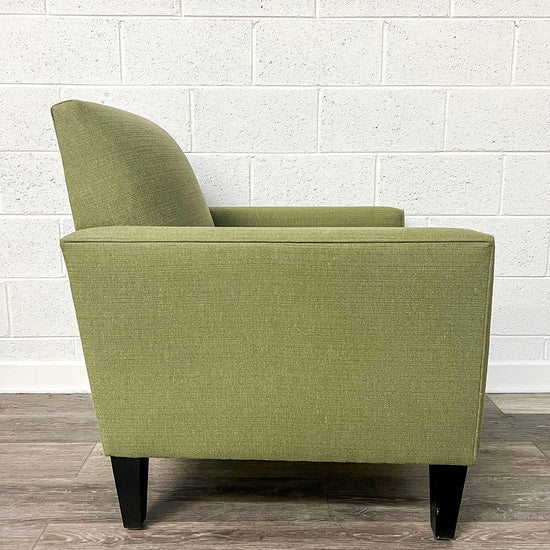 Pair Of Green Chairs & 1 Ottoman