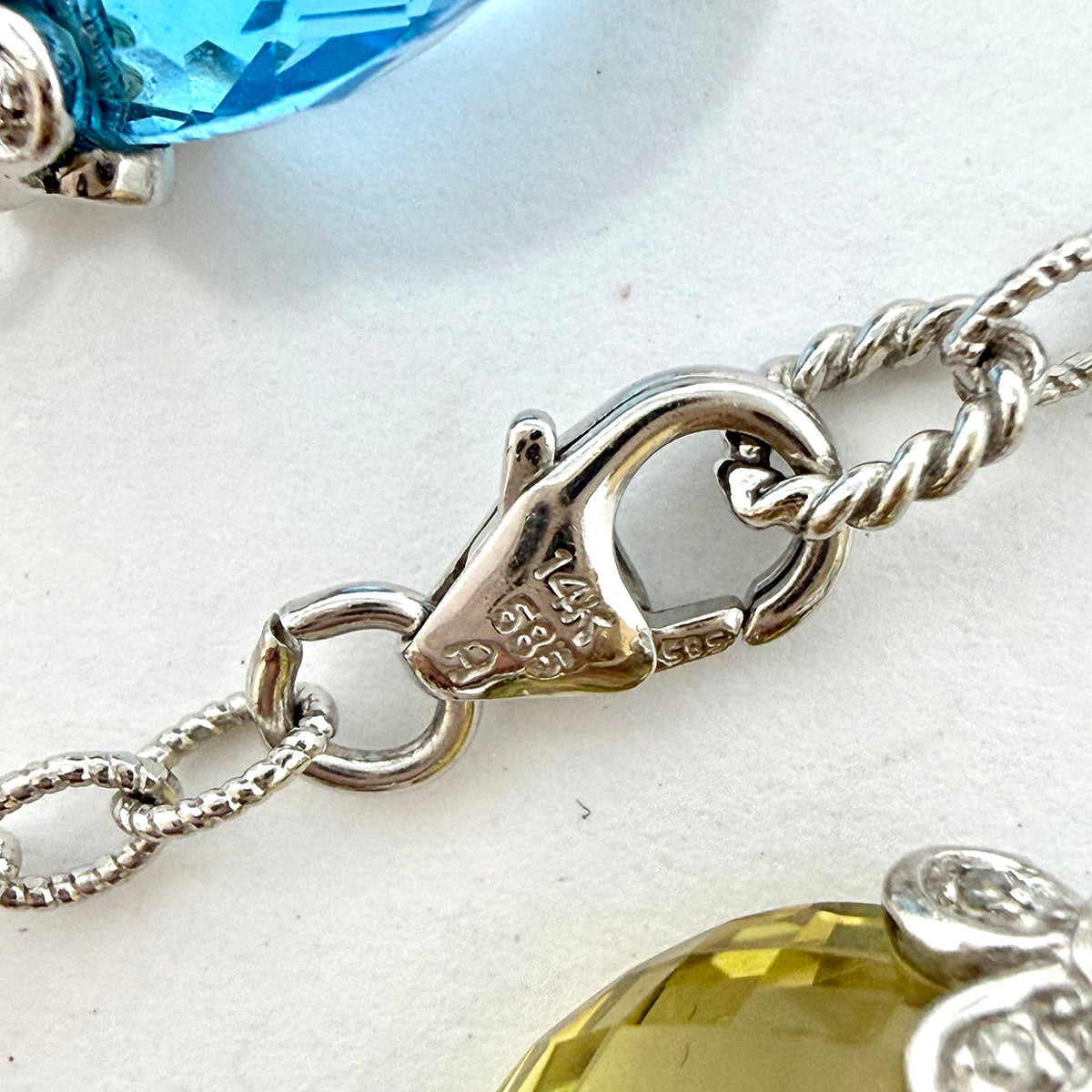 14K White Gold Station Necklace