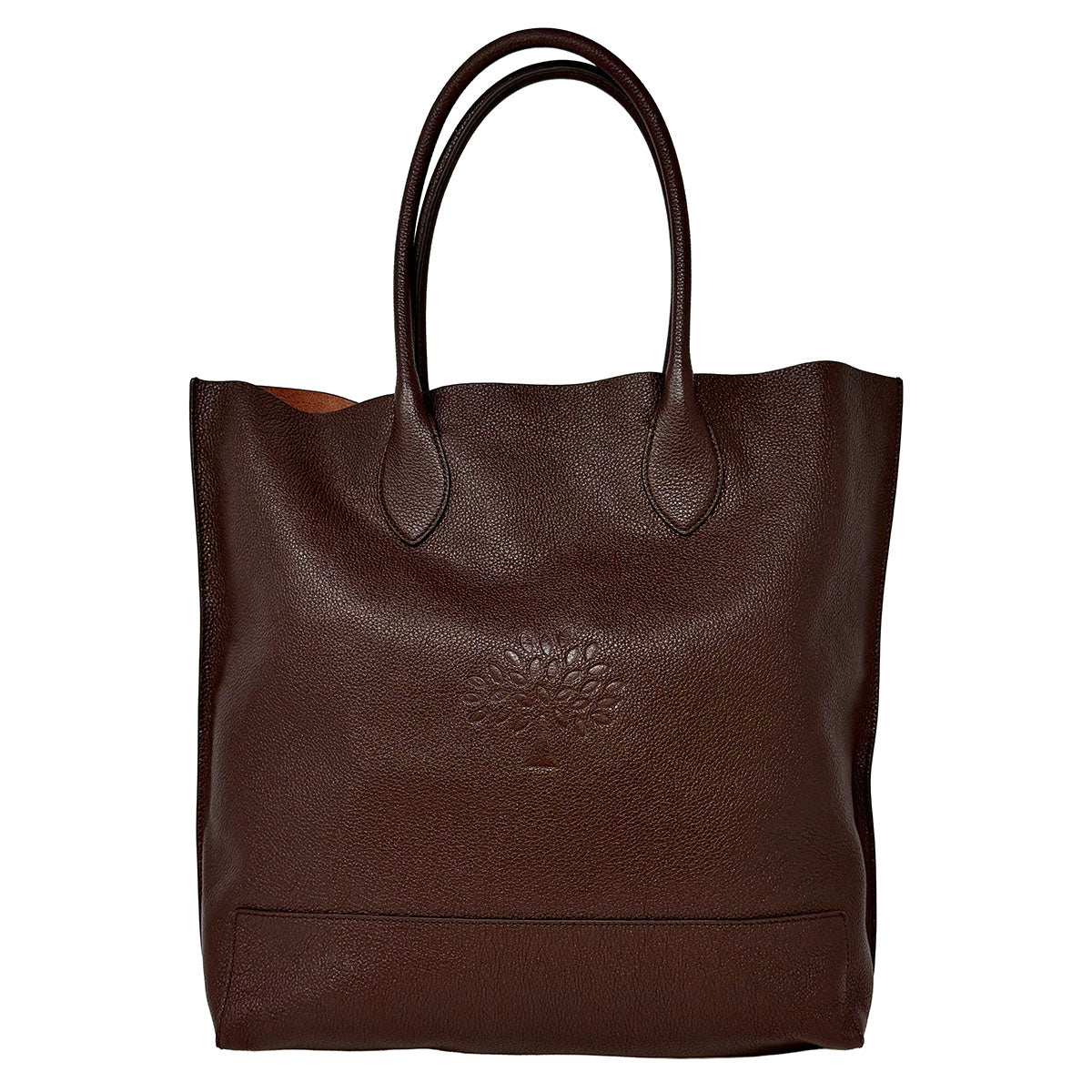 Mulberry Pebble Leather Tote with Embossed Tree Motif