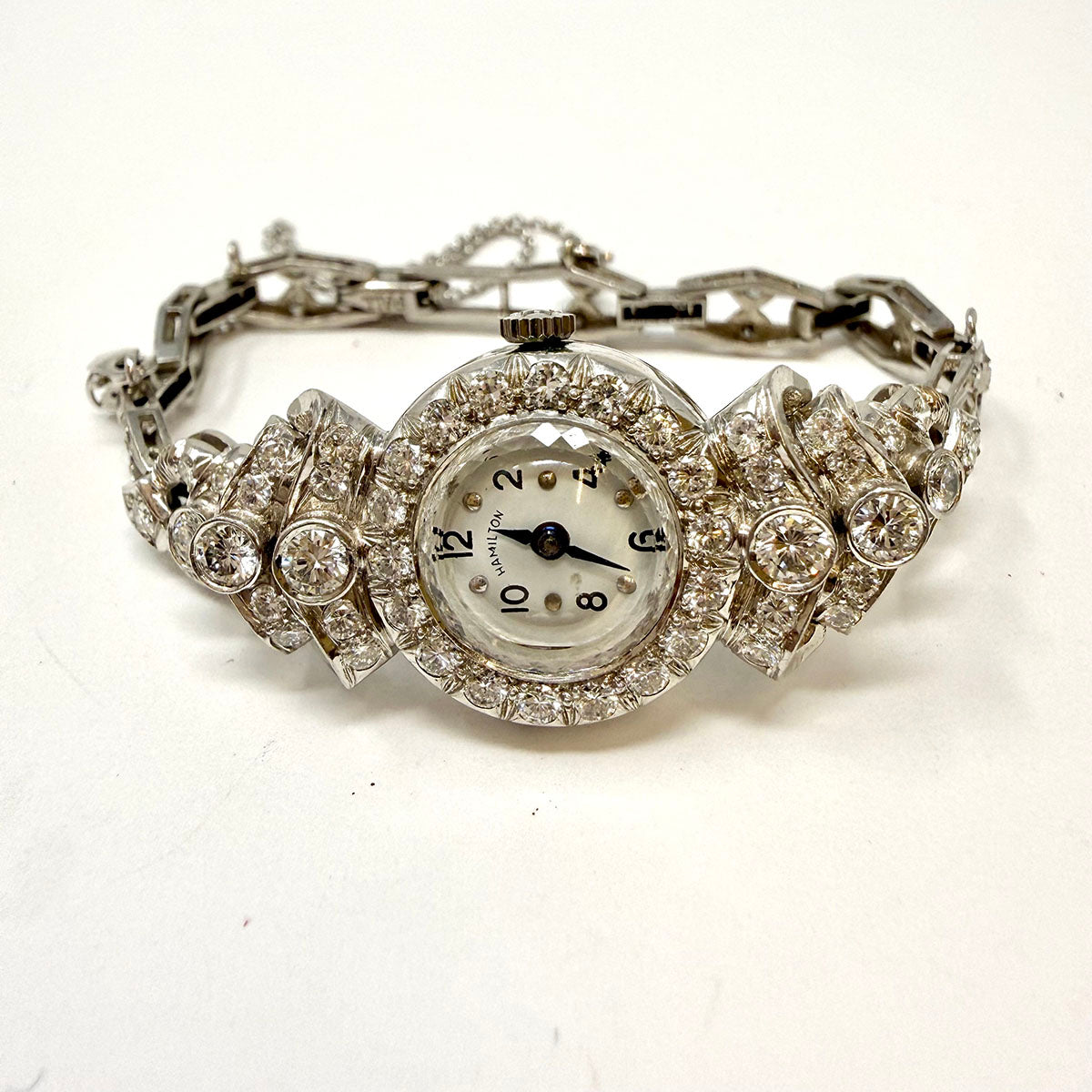 Hamilton Vintage Platinum Bracelet Watch with Diamonds