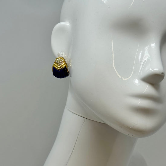 Albert Lipton 18K Gold Earrings with Lapis and Diamonds