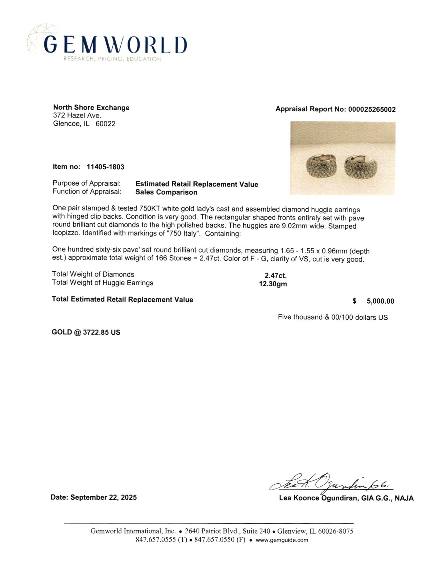 Leo Pizzo 18K White Gold Huggie Earrings with Diamonds
