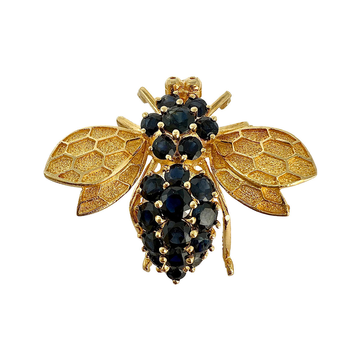 14K Gold Bee Pin  with Sapphire