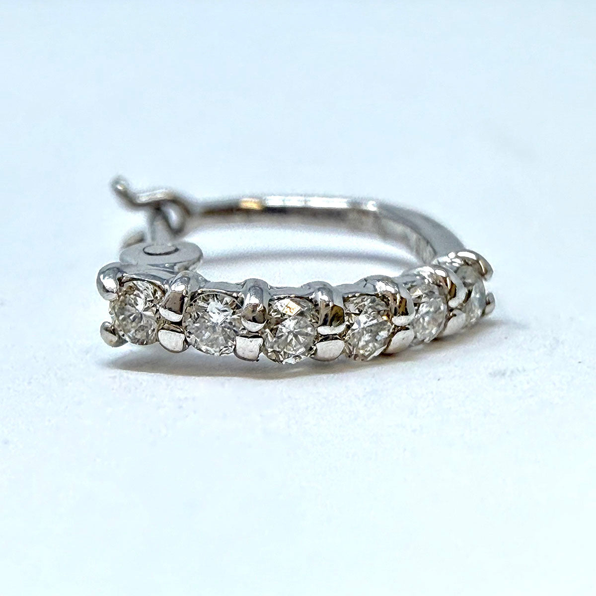 Diamond and White Gold Huggie Earrings