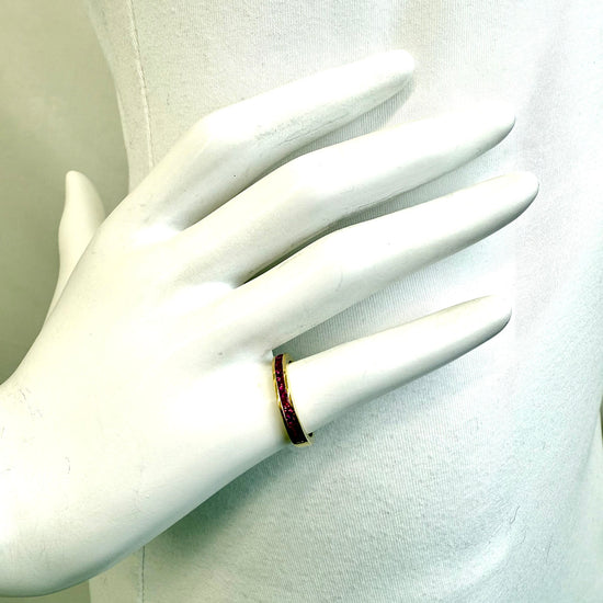 18K Gold Ring with 13 Princess Cut Rubies